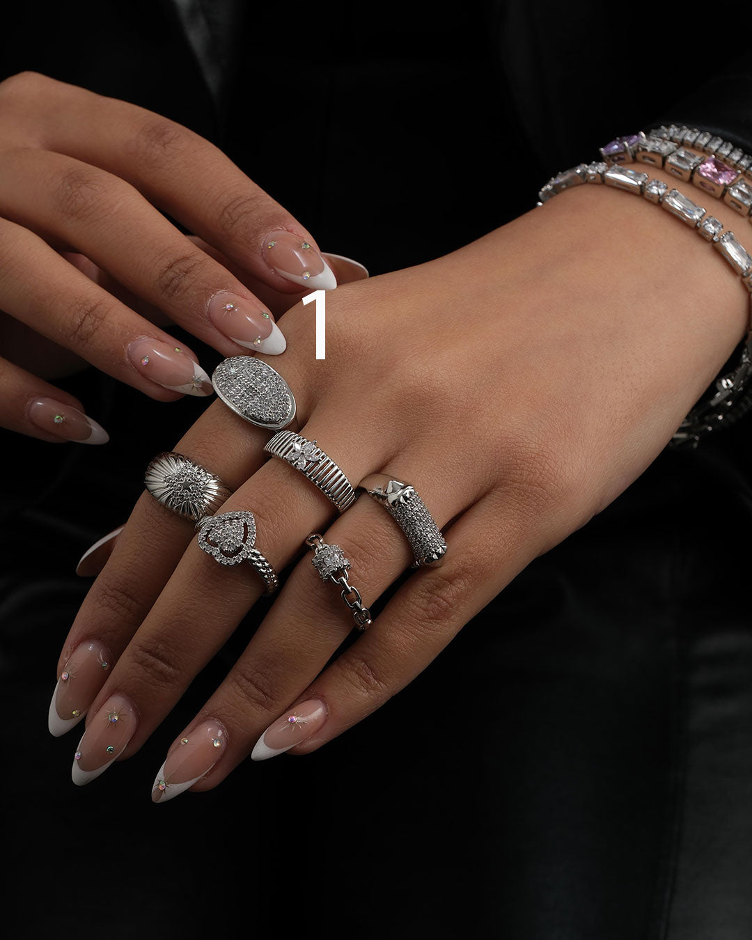 Silver Buz Kristali Yüzük Seti